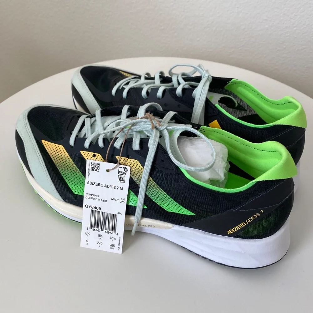 New in the Box Men's Adidas Adizero Adios 7 M Running Shoes Size US 9 (GY8409)